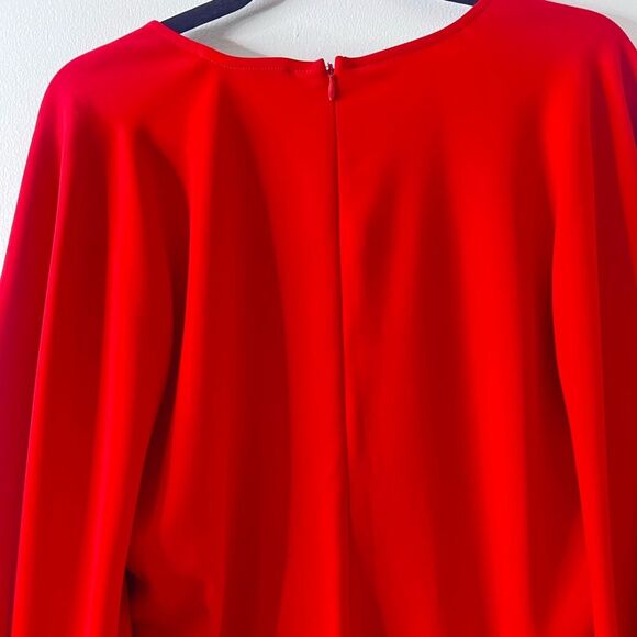 ISSUE New York Red Deep V-Neck Sheath Maxi Dress Sz L Elegant Flowy Boho Chic - Picture 13 of 14